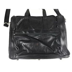 Tumi‎ Unisex Adults Black Genuine Leather Adjustable Shoulder Strap Laptop Bag